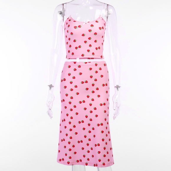 🍓Sexy Kawaii Lolita Strawberry Dress Set | Pink - Picture 14 of 16